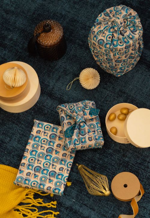 FabRap Art Deco Single Sided / Reusable Gift Wrap / Furoshiki / Eco alternative to gift wrap / Nachaltig Geschenkverpakung aus stoff